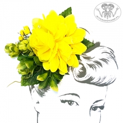Retro Fascynator Żółte Kwiaty do Włosów Pin-up